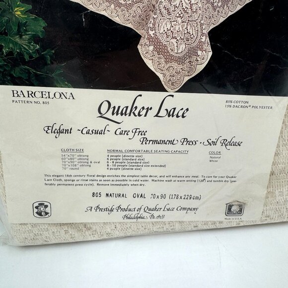 Quaker Lace Tablecloth Barcelona 70x90 Oval/Oblong Natural Made In USA - Picture 9 of 13